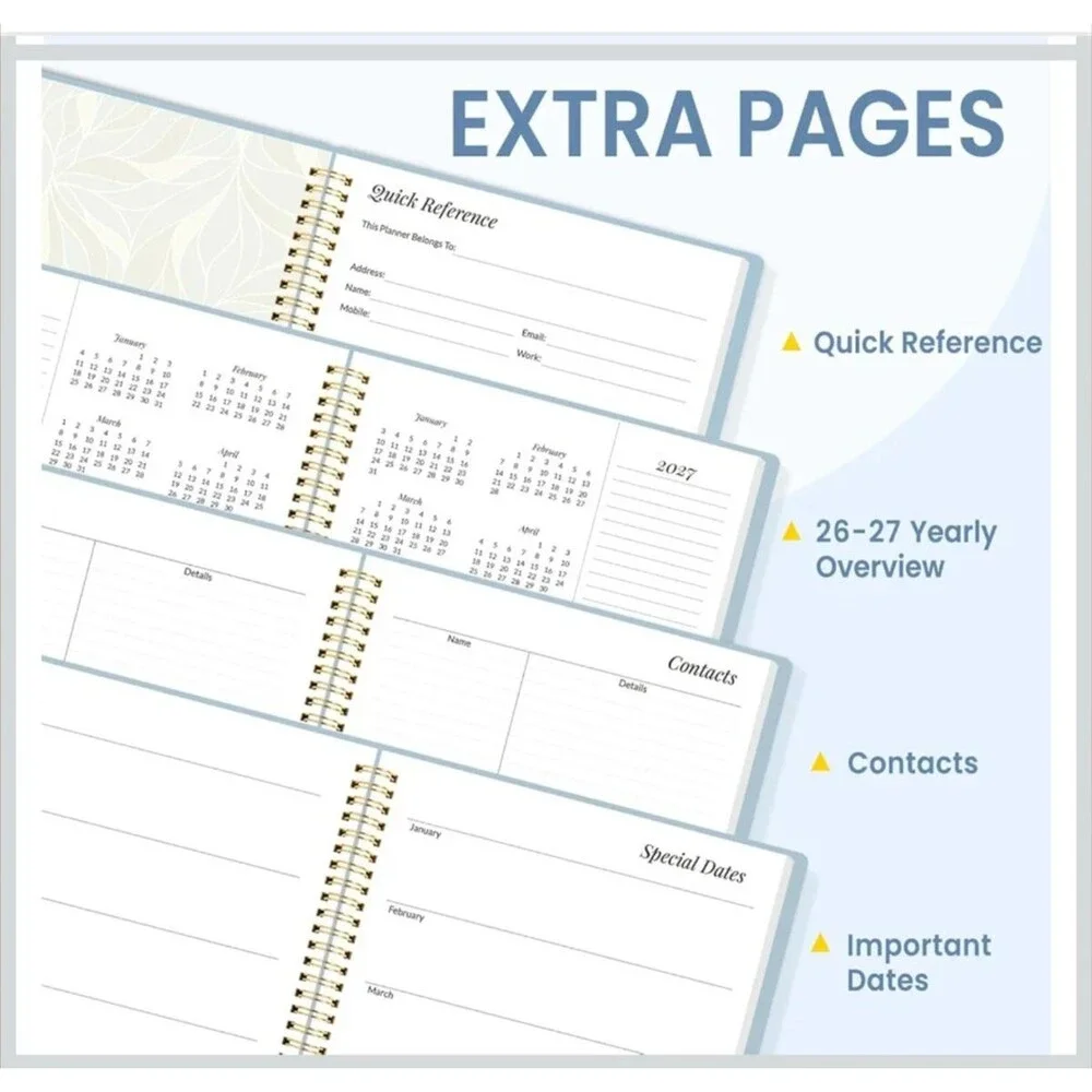 2026 Planner Weekly/Monthly Jan-Dec Monthly Agenda w/ Tabs - Blue